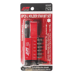 Набір біт 1/4" TORX T10-T40 з Г-подібним перехідником 8ед