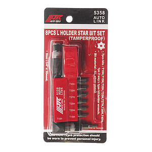 Набір біт 1/4" TORX T10H-T40H з Г-подібним перехідником 8ед