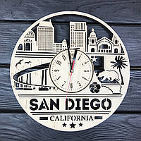 Безшумний настінний годинник з дерева «Сан-Дієго»