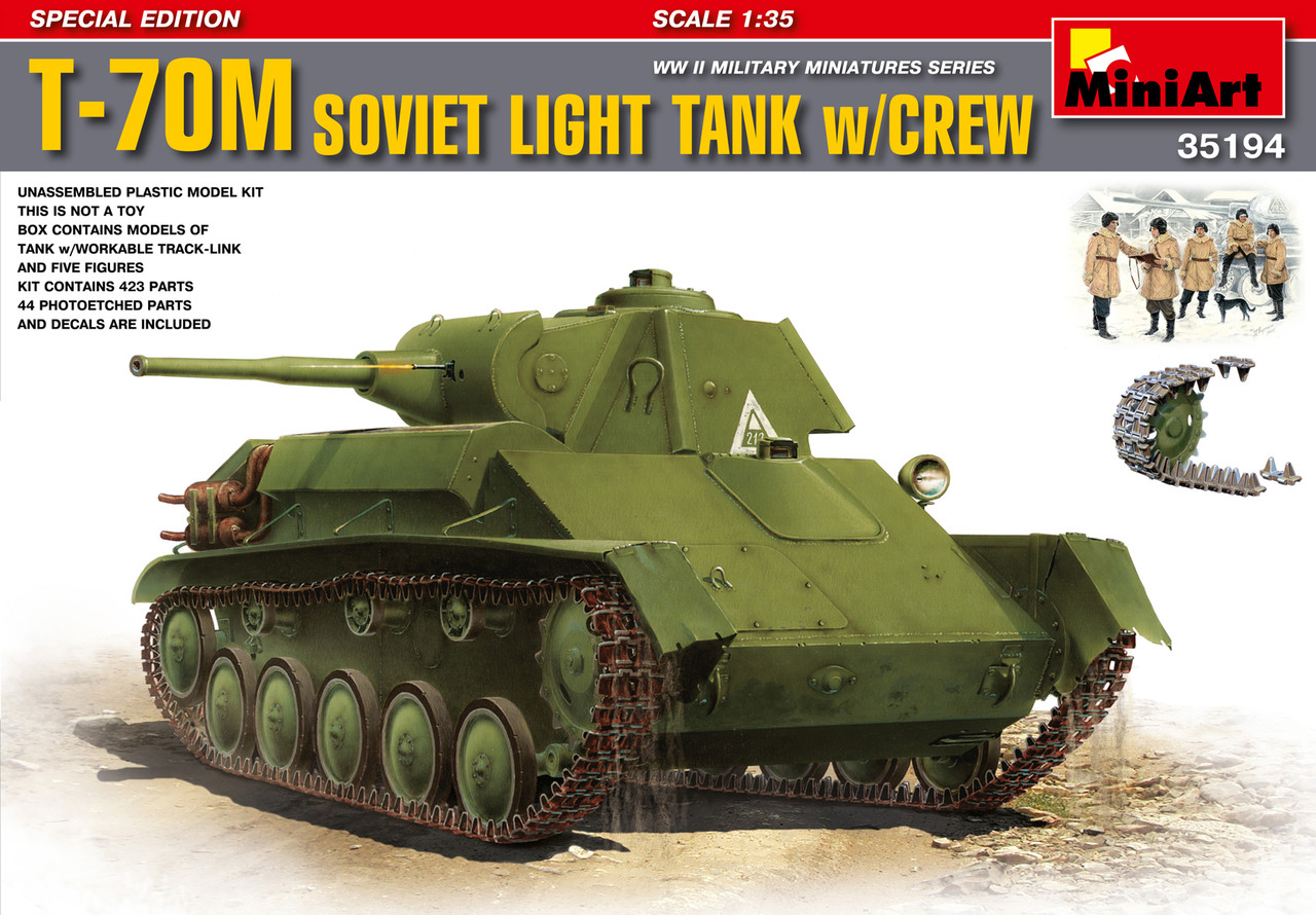 T-70M радянський легкий танк з екіпажем. Збірна модель танка в масштабі 1/35. MINIART 35194