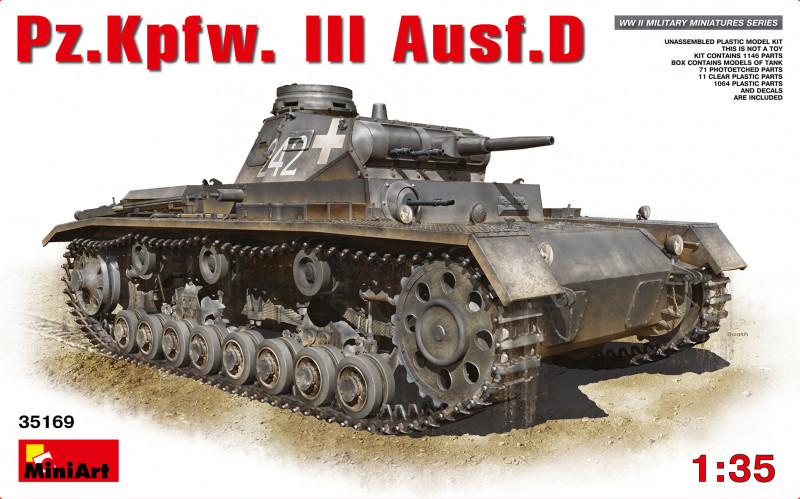 Збірна модель німецького середнього танка Pz.Kpfw.III Ausf.D в масштабі 1/35. MINIART 35169