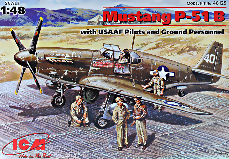 Винищувач Mustang P-51B з пілотами і техніками. 1/48 ICM 48125