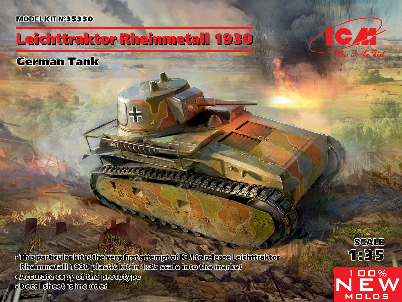 Leichttraktor Rheinmetall 1930, German Tank (100% new molds) ICM 35330