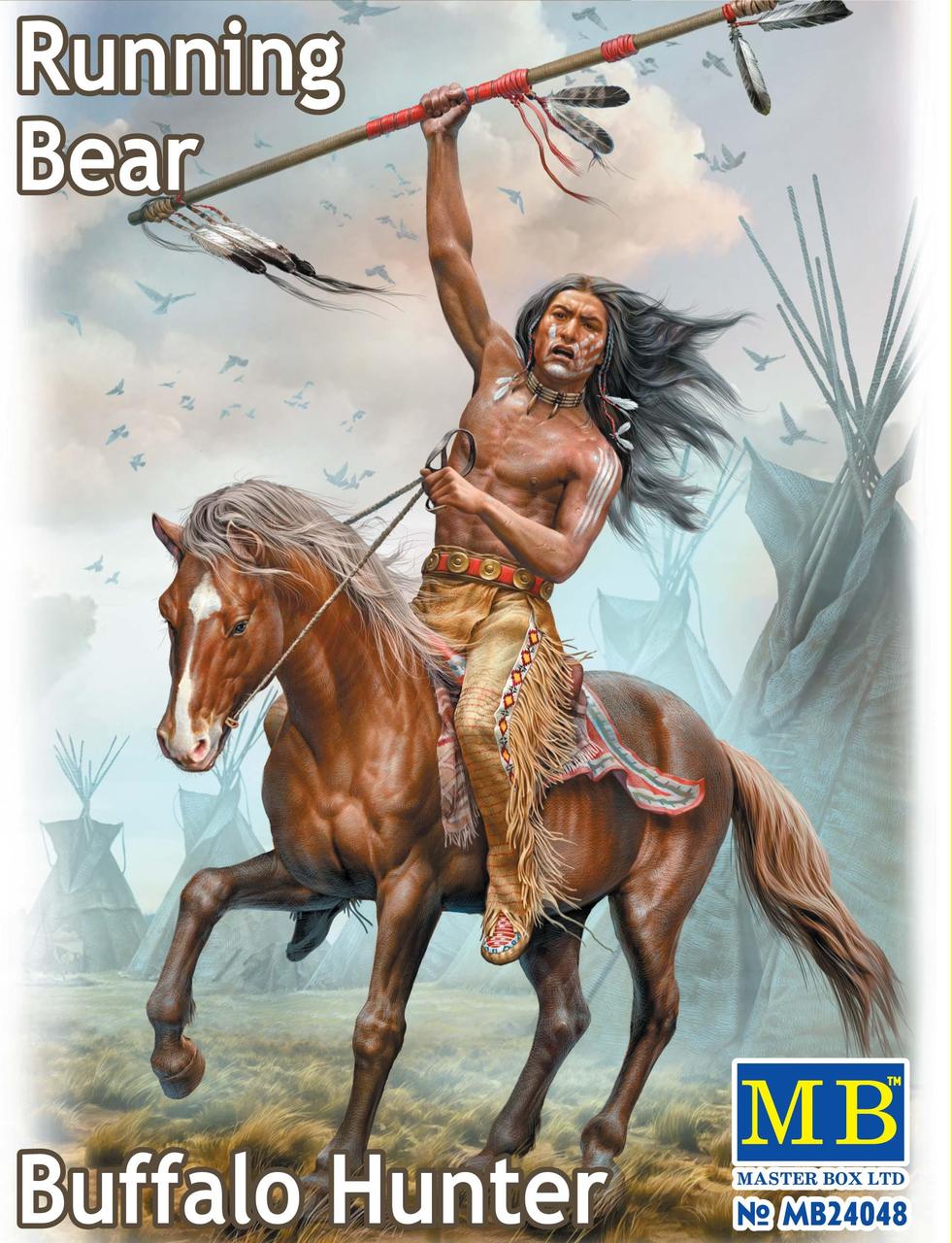 Збірна пластикова фігурка. BUFFALO HUNTER Біжить Ведмідь. 1/24 MASTER BOX 24048