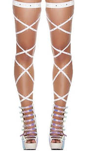 Панчохи-стрічки зі стразами білі