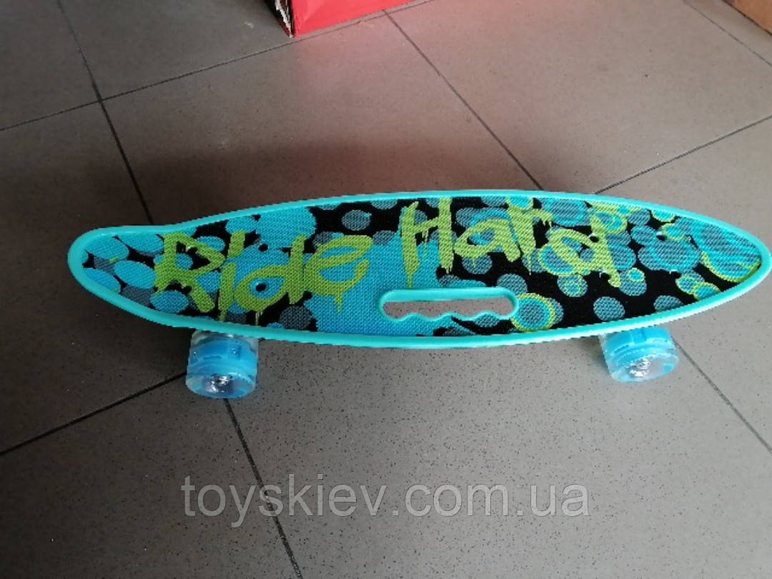 Скейт Пенні борд (Penny board) пениборд з малюнком, ручкою світяться колеса 32035-6