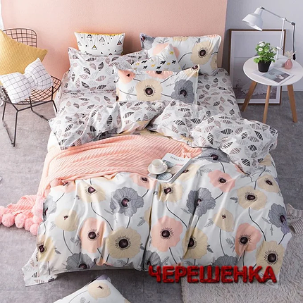 Сімейний набір бавовняного постільної білизни з Бязі "Gold" №151265AB Черешенка™, фото 1