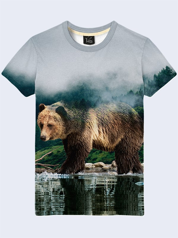 Чоловіча футболка з принтом Ведмідь у лісі