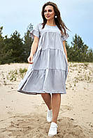 Літнє плаття коттоновое з рюшами розкльошені 42-48 розміри сіре