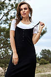 Літнє плаття трикотажне полуприталенное на бретельках 42-48 розміри чорне, фото 2
