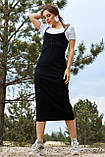 Літнє плаття трикотажне полуприталенное на бретельках 42-48 розміри чорне, фото 3