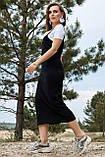 Літнє плаття трикотажне полуприталенное на бретельках 42-48 розміри чорне, фото 5