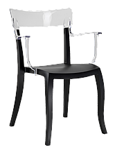 Крісло Papatya Hera-K чорне сидіння, верх прозоро-чистий