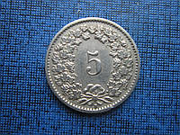 Монета 5 раппен Швейцария 1953 1955 два года цена за 1 монету