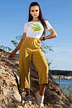 Модні жіночі брюки кюлоти літні 42-48 розміри гірчичні, фото 2