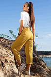 Модні жіночі брюки кюлоти літні 42-48 розміри гірчичні, фото 3