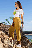 Модні жіночі брюки кюлоти літні 42-48 розміри гірчичні, фото 5