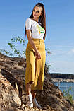 Модні жіночі брюки кюлоти літні 42-48 розміри гірчичні, фото 4