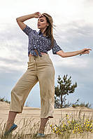 Модные женские брюки кюлоты летние 42-48 размеры кофейные