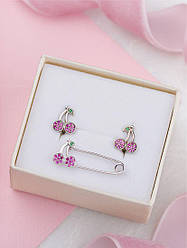 Комплект прикрас з срібла Вишеньки