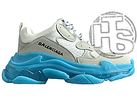 Женские кроссовки Balenciaga Triple S Clear Sole Beige Blue размер 40