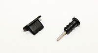 Заглушки силиконовые защитные от грязи, комплект: аудио Mini-Jack 3.5 mm + Micro-USB / iPhone 5, 6 / Type-C ЧЁРНЫЙ, IPHONE 5