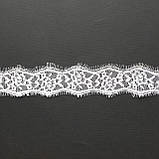 Ажурне французьке мереживо шантильї (з війками) білого кольору шириною 4 см, довжина купона 3,0 м, фото 2