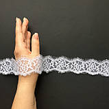 Ажурне французьке мереживо шантильї (з війками) білого кольору шириною 4 см, довжина купона 3,0 м, фото 5