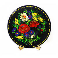 Настольная расписная тарелка, оригинальный украинский сувенир Маки М-1