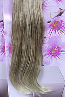 Шиньйон на стрічці термоволокно штучне волосся пряме блонд
