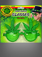 Зеленые карнавальные очки с каннабисом
