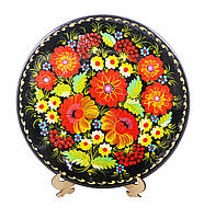 Деревянная расписная тарелка, петриковка Цветы М-3