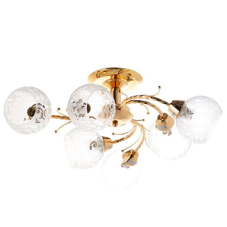 Люстра припотолочна золота з прозорими плафонами SLAVIA VS005/6