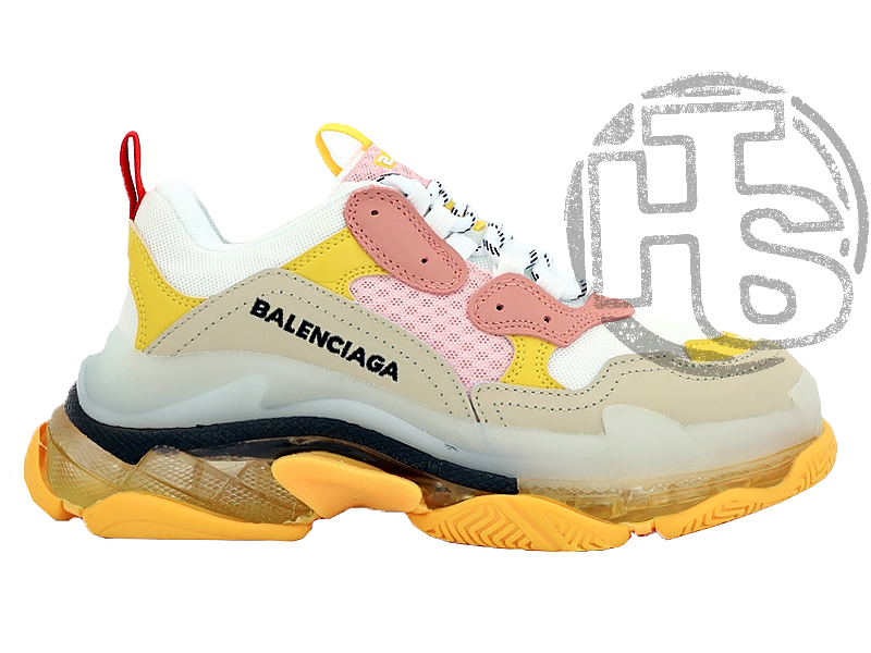 Жіночі кросівки Balenciaga Triple S Clear Sole Yellow Beige Pink