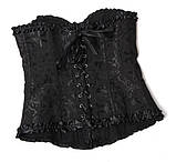 Корсет атласний чорний на шнурівці, корсет жіночий жакардовий, фото 3