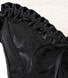 Корсет атласний чорний на шнурівці, корсет жіночий жакардовий, фото 2