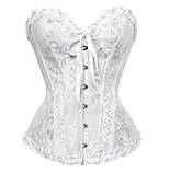 Корсет атласний білий на шнурівці, корсет жіночий жакардовий, фото 2