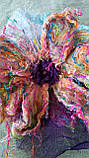 Валяная брошь-зажим, мокрое валяние, валяное украшение для волос, большая брошь-зажим Цветок, фото 2