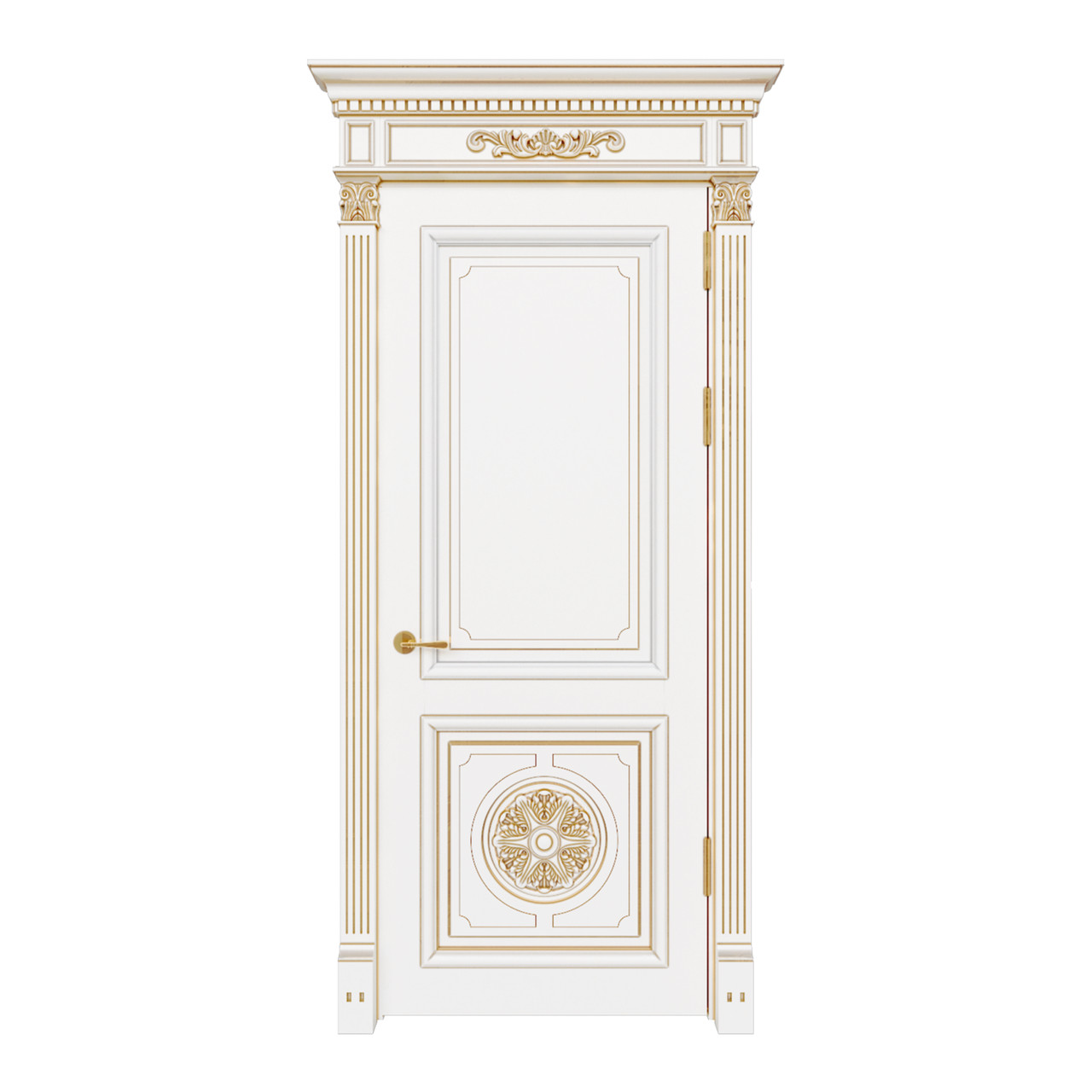 Міжкімнатні двері Casa Verdi Lusso 6 з масиву вільхи біла з декором