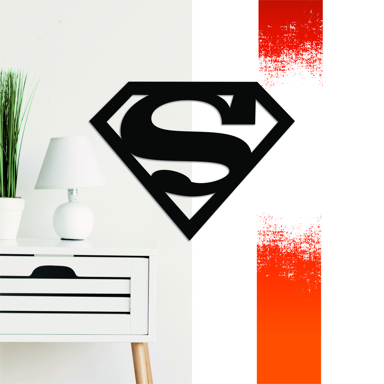 Декоративна дерев'яна картина абстрактна модульна полігональна Панно "Superman / Супермен", фото 1