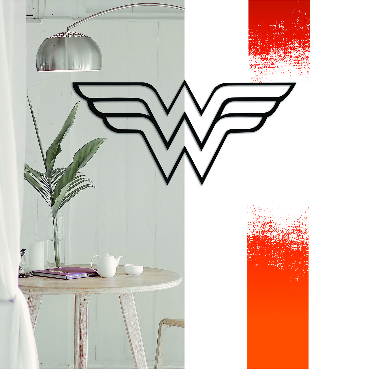 Декоративна дерев'яна картина абстрактна модульна полігональна Панно "Wonder Woman / Диво-Жінка"