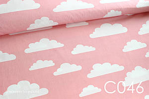 Тканина сатин Хмаринки на рожевому