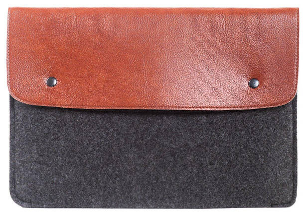 Конверт для MacBook Air/Pro 13 NEW Brown/Black з елементами шкіри, фото 3