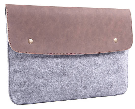 Конверт для MacBook Air/Pro 13 NEW Brown/Gray з елементами шкіри, фото 1
