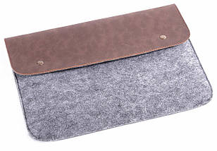 Конверт для MacBook Air/Pro 13 NEW Brown/Gray з елементами шкіри, фото 4