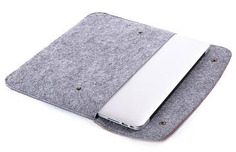 Конверт для MacBook Air/Pro 13 NEW Brown/Gray з елементами шкіри, фото 5