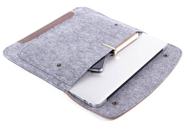 Конверт для MacBook Air/Pro 13 NEW Brown/Gray на кнопках, фото 3