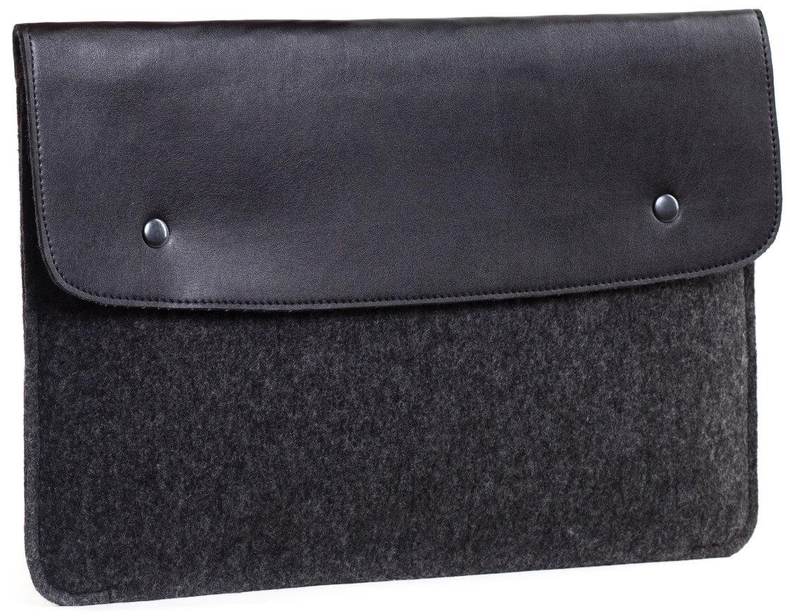 Конверт для MacBook Air/Pro 13 NEW Black з елементами шкіри