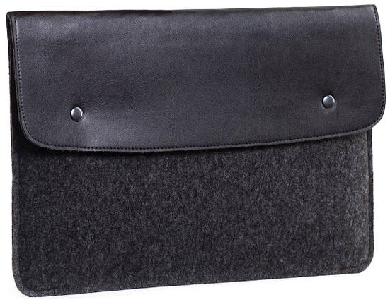 Конверт для MacBook Air/Pro 13.3 Black з елементами шкіри, фото 1
