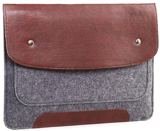Конверт для MacBook Air/Pro 13 NEW Brown/Gray на кнопках, фото 1